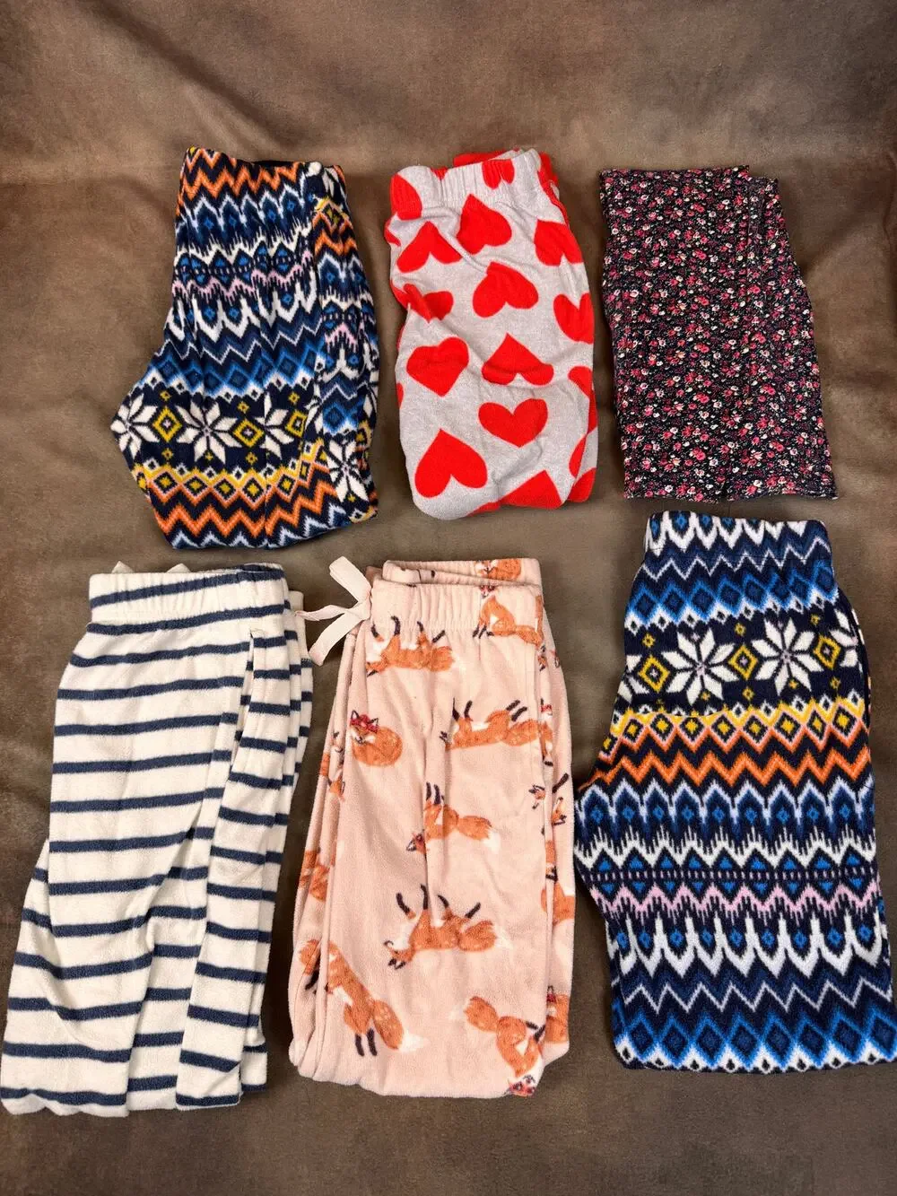 Girls Size 6/7 Pajama Lounge Pants Lot 6 Pair Old Navy Fleece #1044